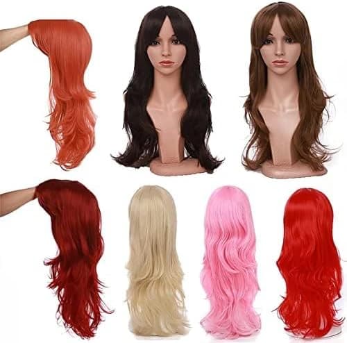 DILLARDS Layered Colorful Synthetic Wig with Bangs Black 60 cm