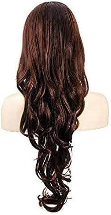DILLARDS Long Curly Wig Dark Brown 34 Inch Side Bangs