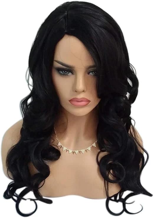 DILLARDS Long Curly Heat Resistant Silk Wig Black