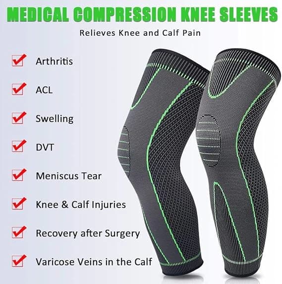 Long Leg Medical Knee Brace - One Piece - Flexible Compression with Top Fixation