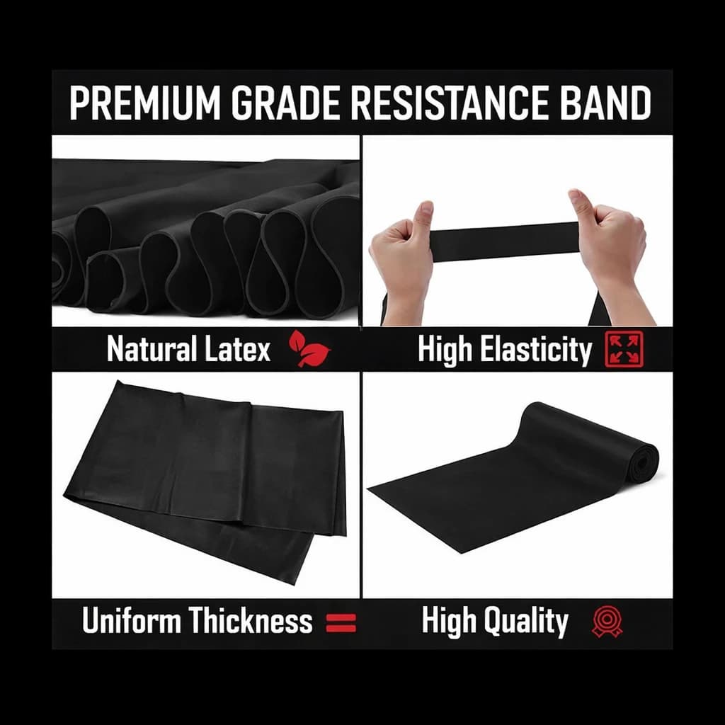 Latex Resistance Band - 1.5 M × 0.65 mm - Black (Color may vary)