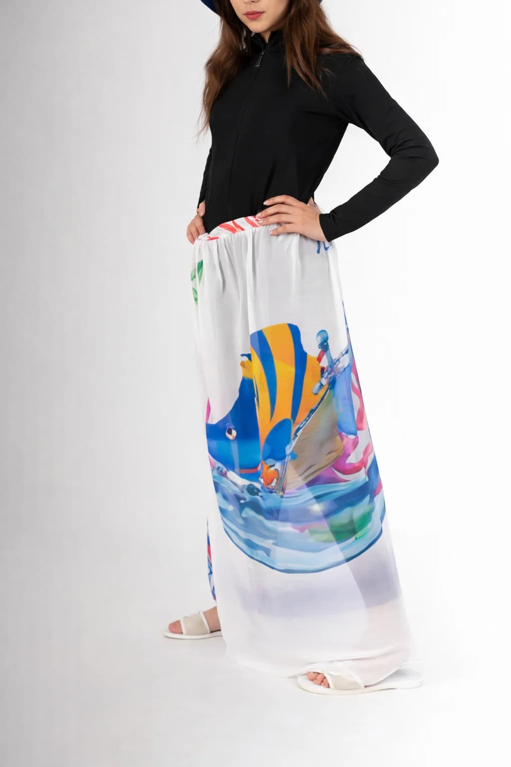 Multi-colored and patterned beach cover-up, one size, suitable for women.