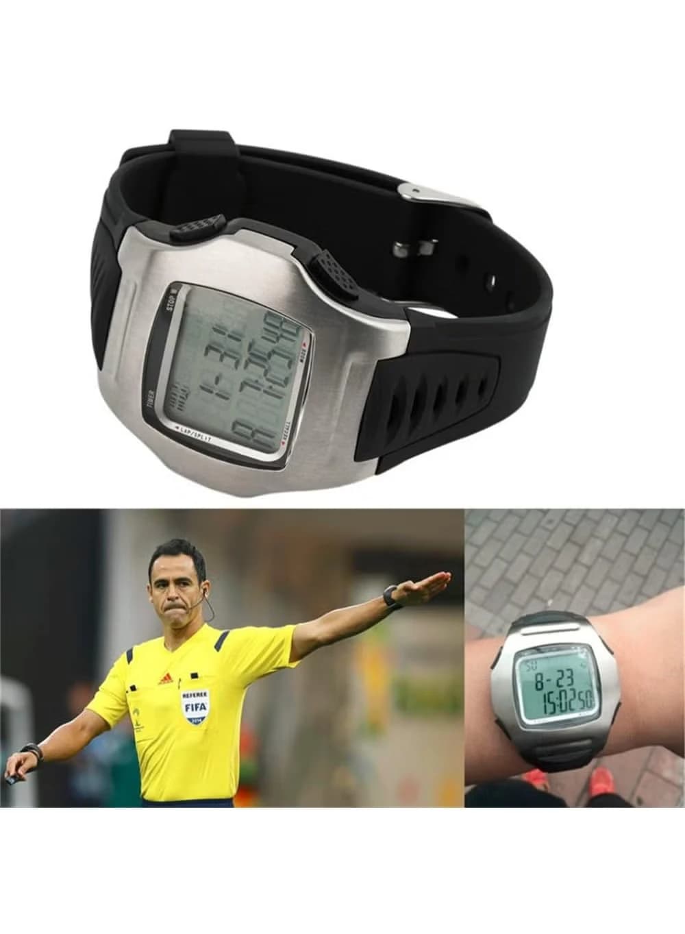 Multifunctional Digital Sports Watch for Referees and Coaches, Stainless Steel 