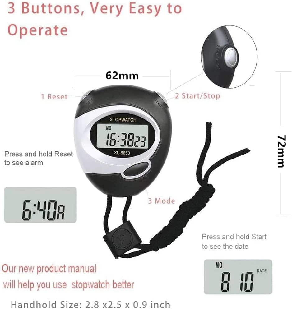 Multifunctional portable digital sports stopwatch, chronograph, sports timer 