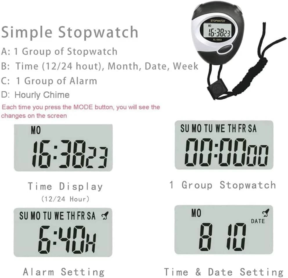 Multifunctional portable digital sports stopwatch, chronograph, sports timer 