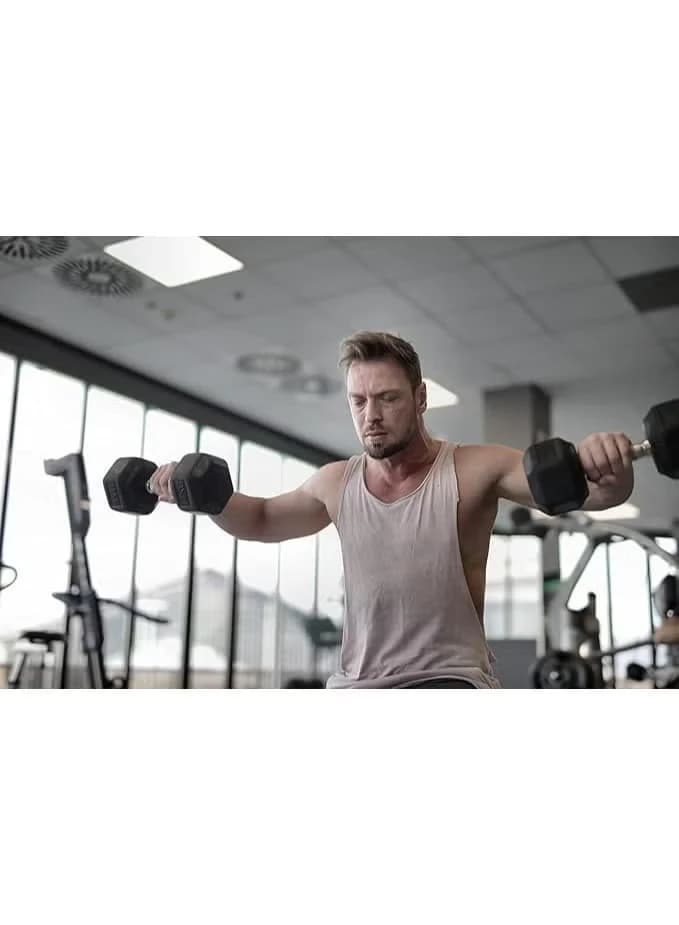 Pair of 2.5 kg dumbbells - rubber-coated cast iron hexagonal dumbbells