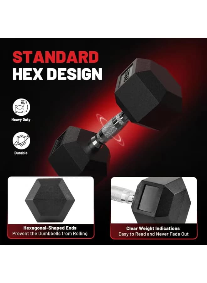 Pair of 5kg hexagonal dumbbells, fitness set, hollow rubber dumbbells, fitness 