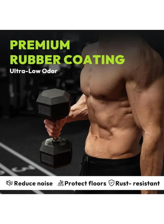 Pair of rubber-coated hexagonal dumbbells for men, hexagonal dumbbells for full 