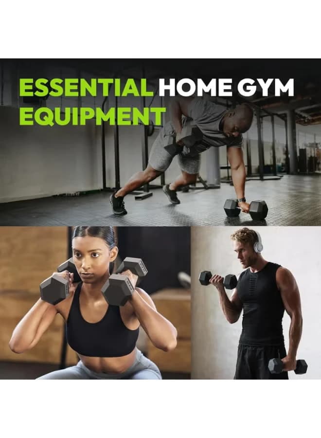 Pair of rubber-coated hexagonal dumbbells for men, hexagonal dumbbells for full 