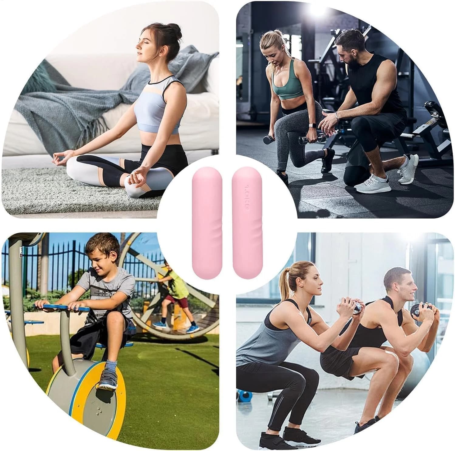 Pair of silicone Pilates dumbbell sticks, 1 kg each – comfortable, non-slip grip