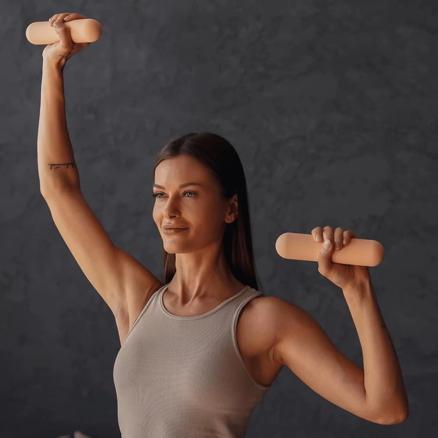 Pair of silicone Pilates dumbbell sticks, 1 kg each – comfortable, non-slip grip