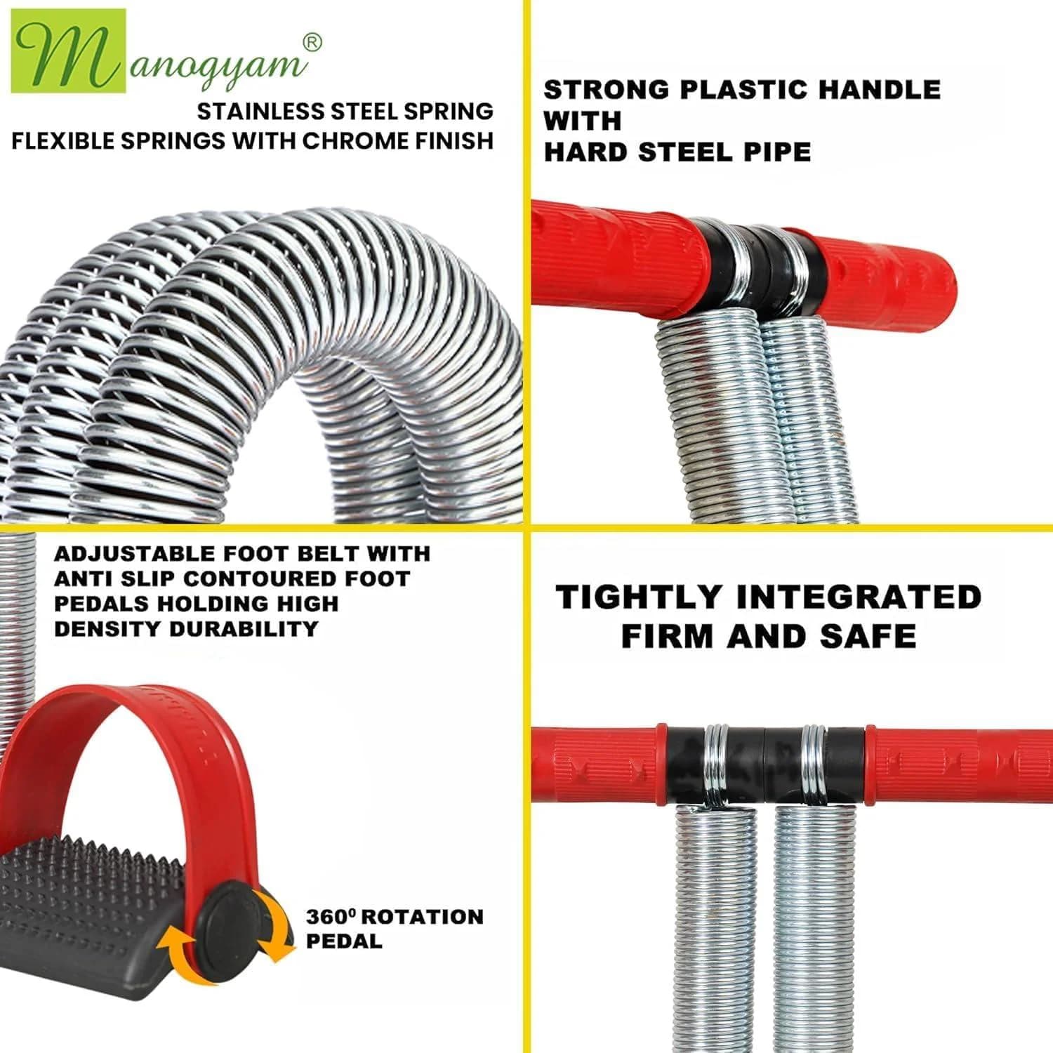 Perfect Fitness Exercise Tool, 4 in 1 Double Spring with Foot Pedal for Abs 