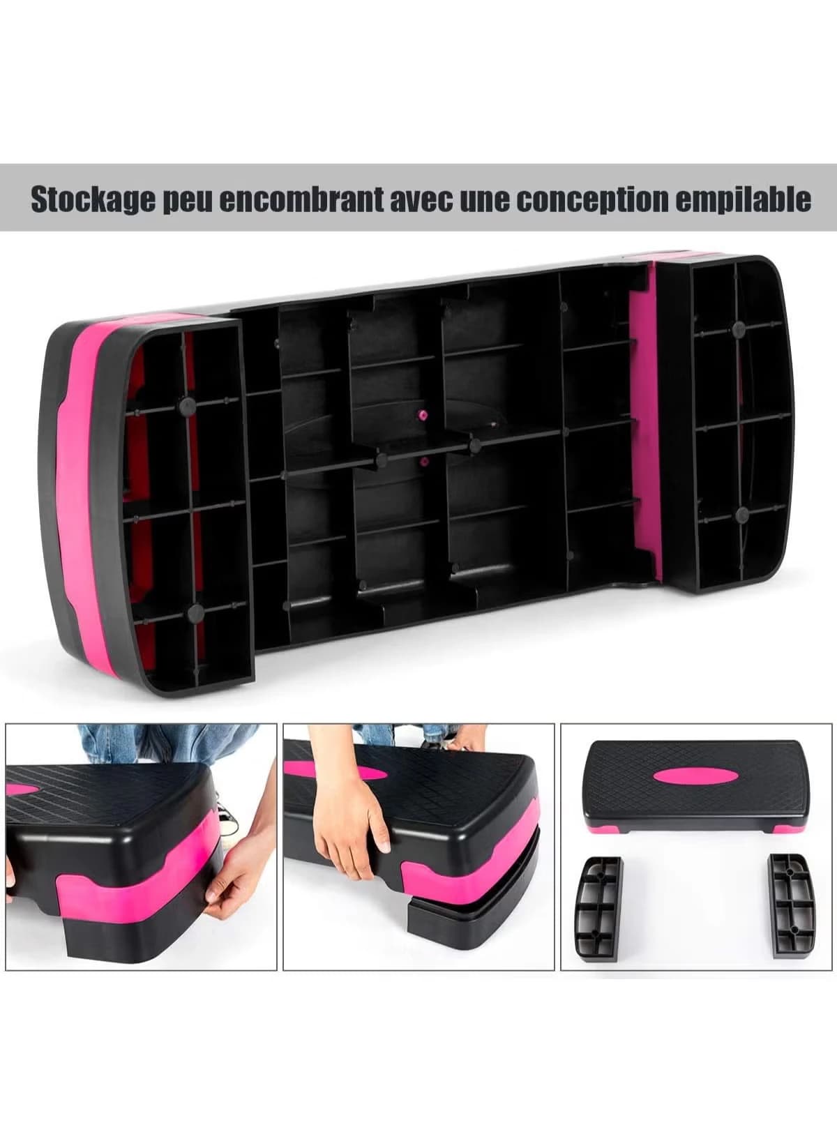 Polypropylene aerobic exercise board, height adjustable, non-slip rubber mat