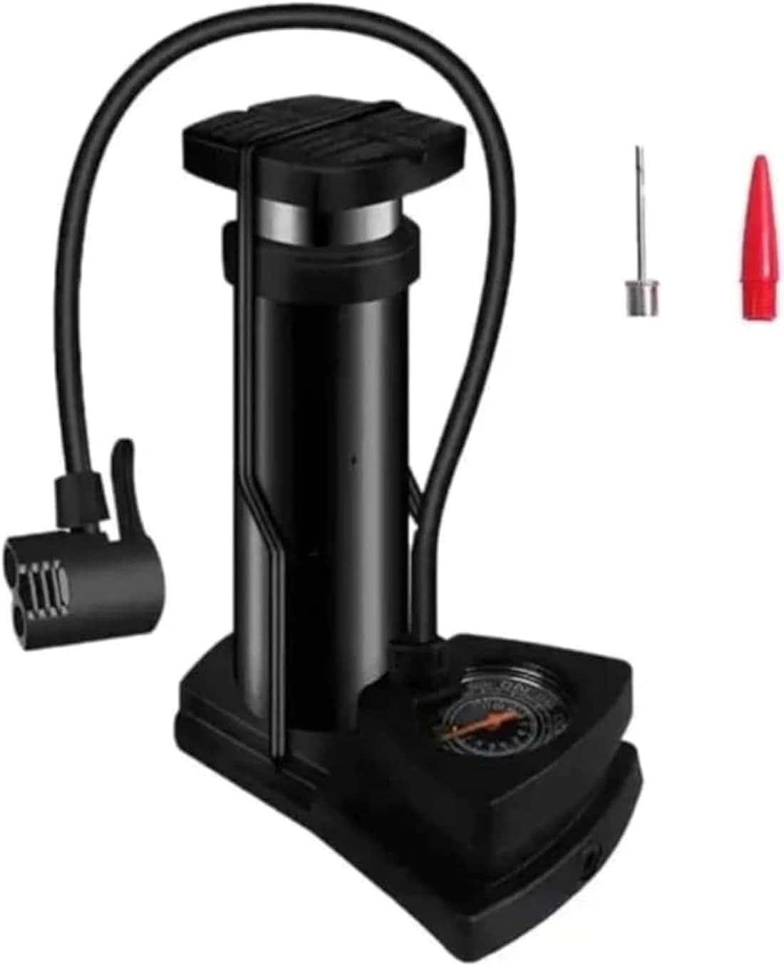 Portable air pump for bicycles, high-pressure foot pump with extra pressure
