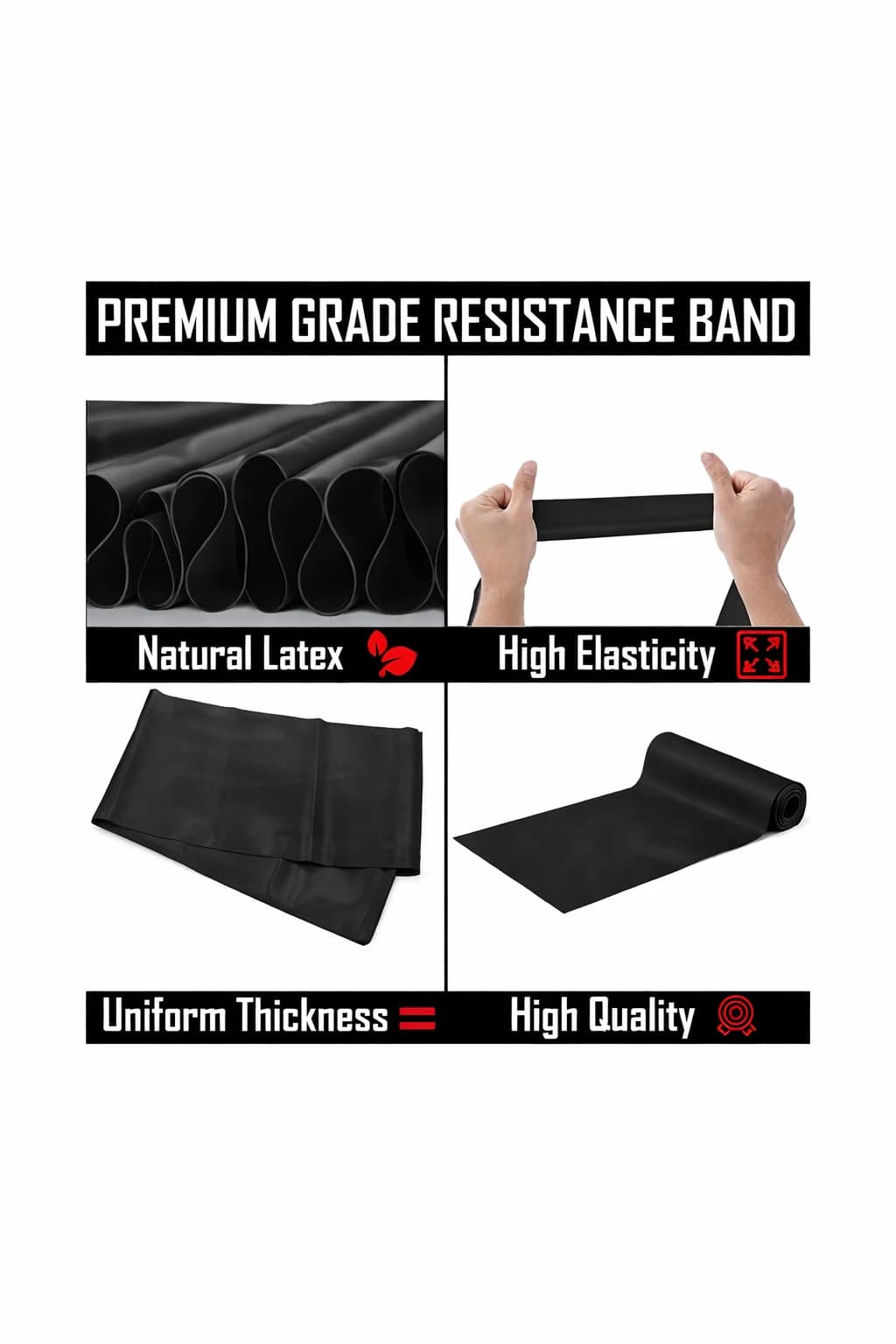 Professional long resistance band made of natural latex, ideal for strength 