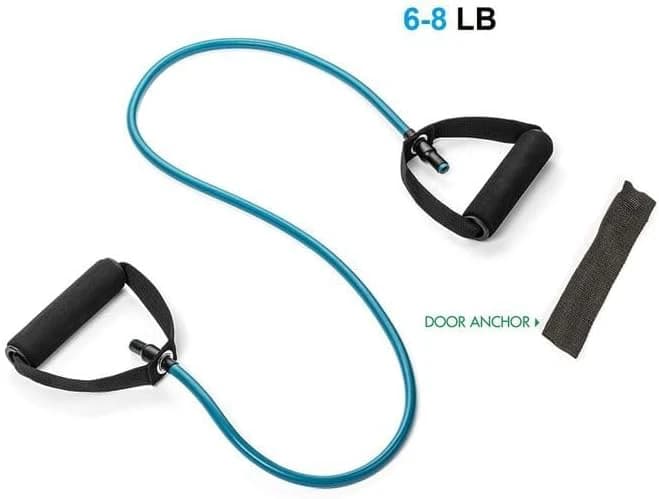 Resistance bands with two handles, exercise bands with door mount,6-8 lbs - Blue