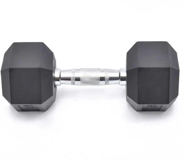 Rubber Hex Dumbbell - Hexagon Shaped Heads to Prevent Rolling and Injury 2.5 KG