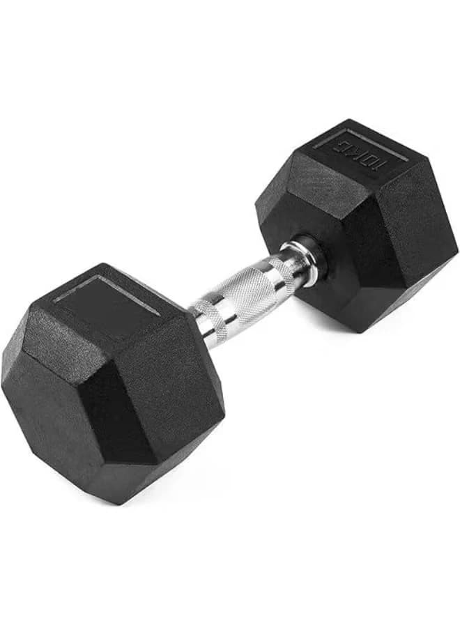 Rubber-coated cast iron hexagonal dumbbell set - pair with metal handles 