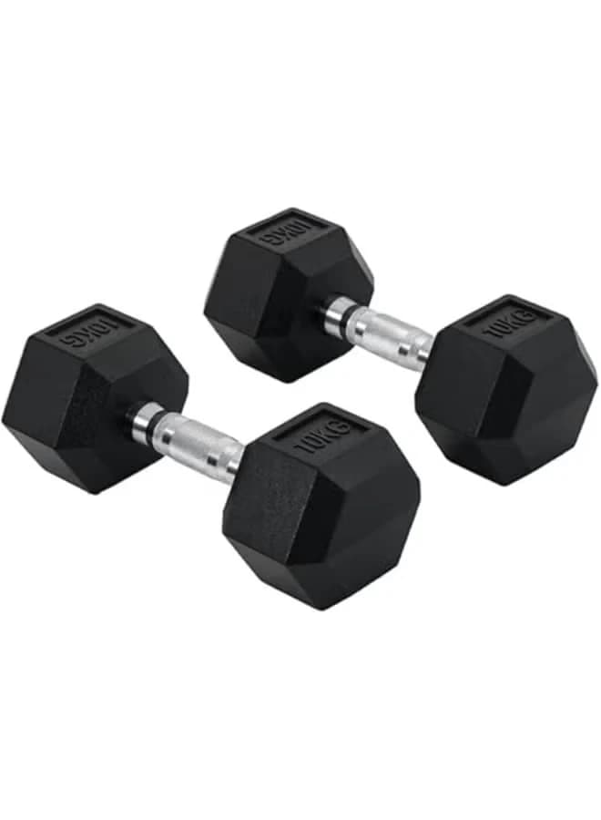 Set of 10kg hexagonal dumbbells - heavyweight exercise dumbbells with flexible 
