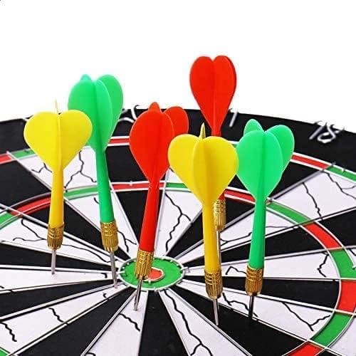 Set of 6-piece steel tip arrows - multi-colored ( Color may vary )