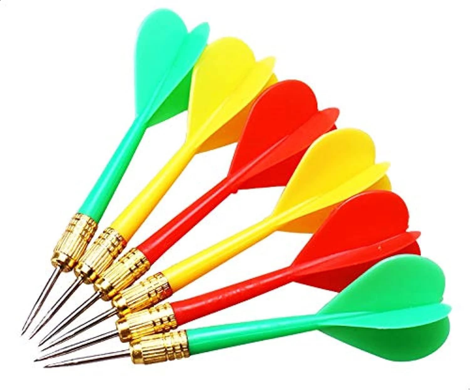 Set of 6-piece steel tip arrows - multi-colored ( Color may vary )