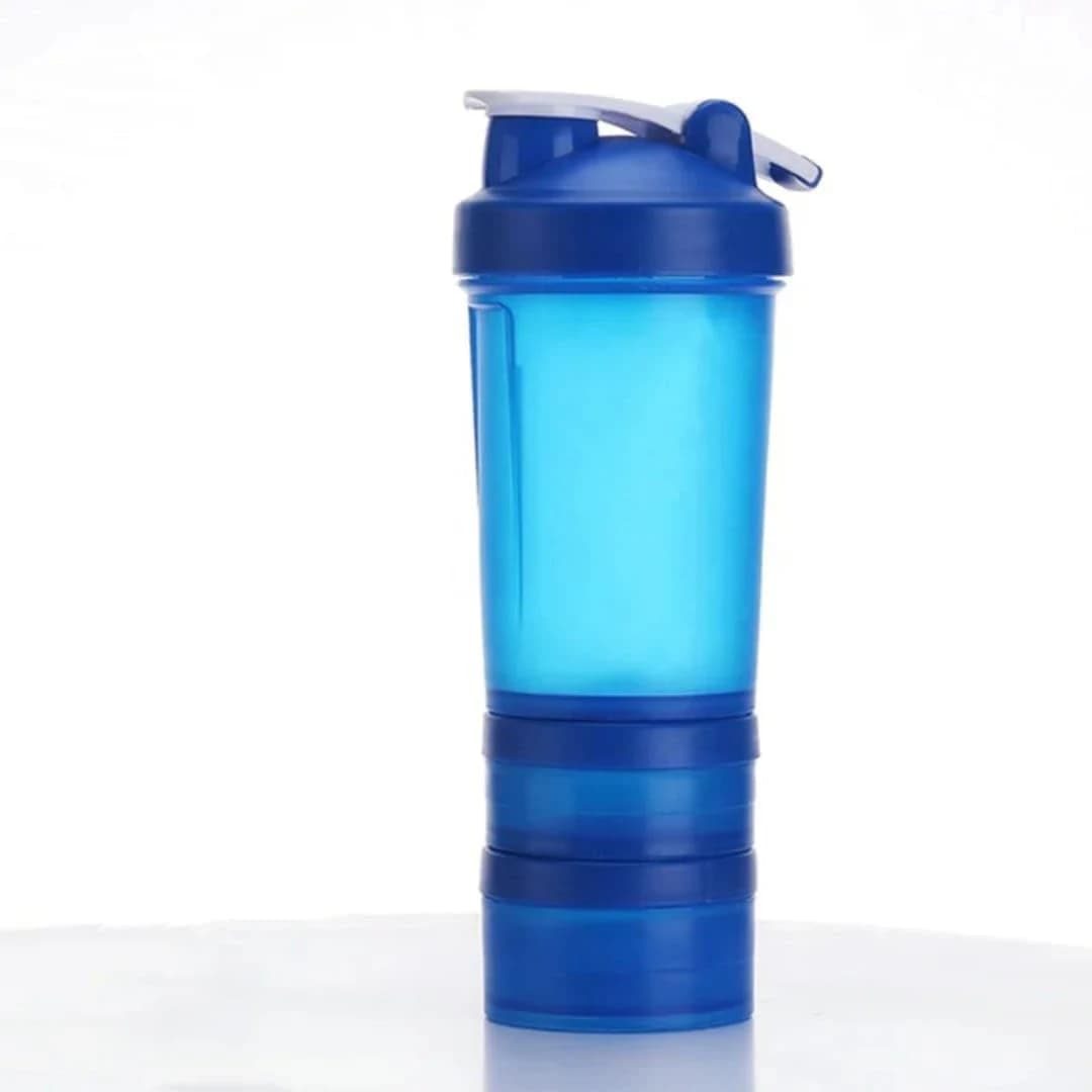 Shaker Bottle with Pill Organizer & Protein Powder Storage - 3 Layer 450ml Leak 