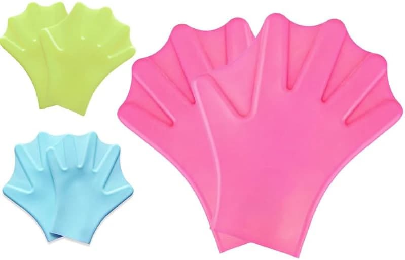 Silicone swimming gloves with folded fingers, multiple colors, for aquatic train