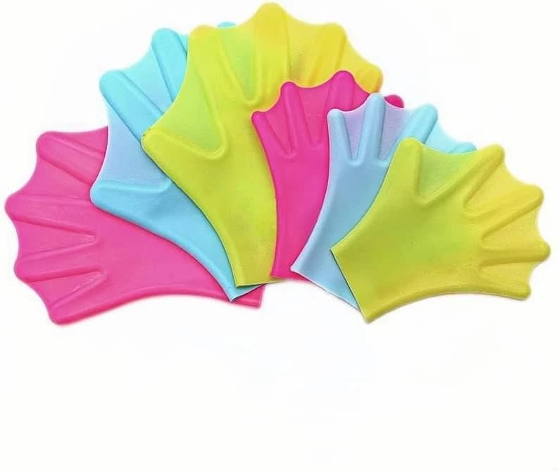 Silicone swimming gloves with folded fingers, multiple colors, for aquatic train