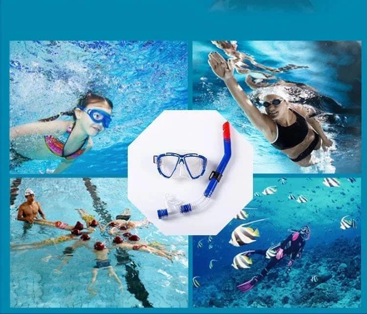 Snorkel Mask - Snorkeling and Swimming (Red, ONE SIZE)