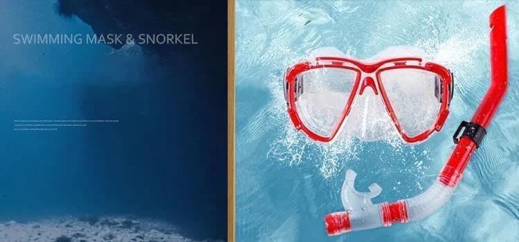 Snorkel Mask - Snorkeling and Swimming (Red, ONE SIZE)