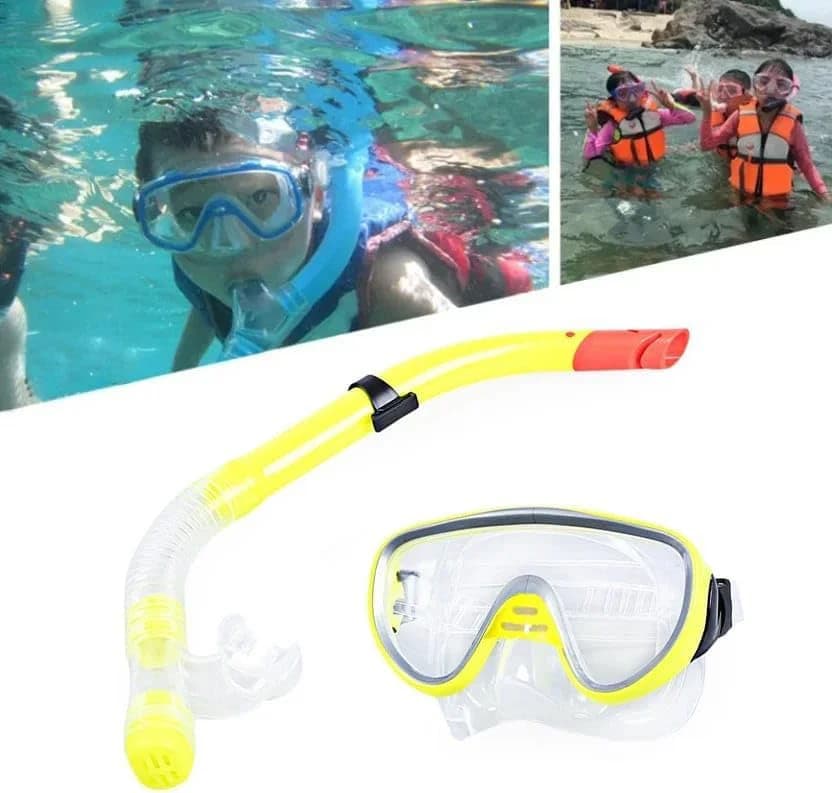 Snorkel Mask - Snorkeling and Swimming (Yellow, ONE SIZE)