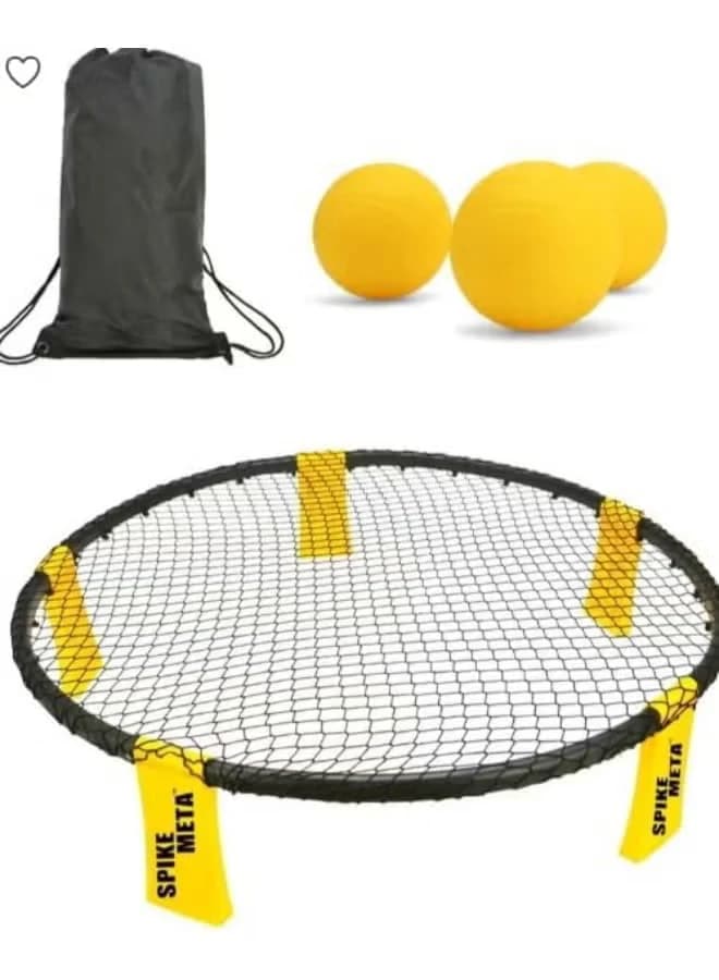 Spikeball Portable Beach Volleyball Set, Round Outer Net, 3 Balls with Carrying 