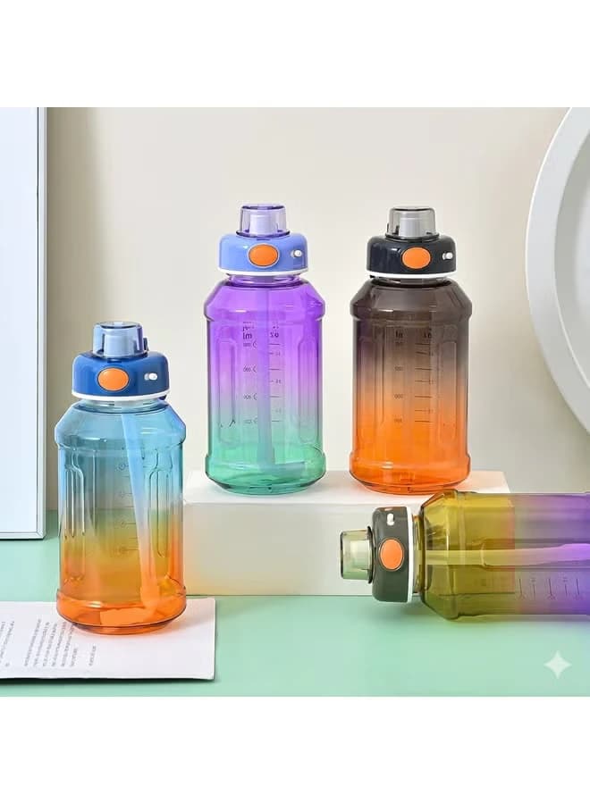 Sports Water Bottle, 1000 ml Capacity, Transparent Gradient Multicolor Design