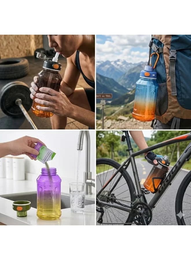 Sports Water Bottle, 1000 ml Capacity, Transparent Gradient Multicolor Design