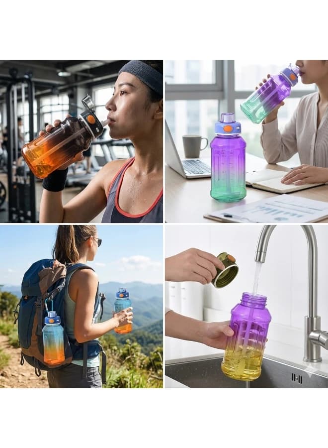 Sports Water Bottle, 1000 ml Capacity, Transparent Gradient Multicolor Design