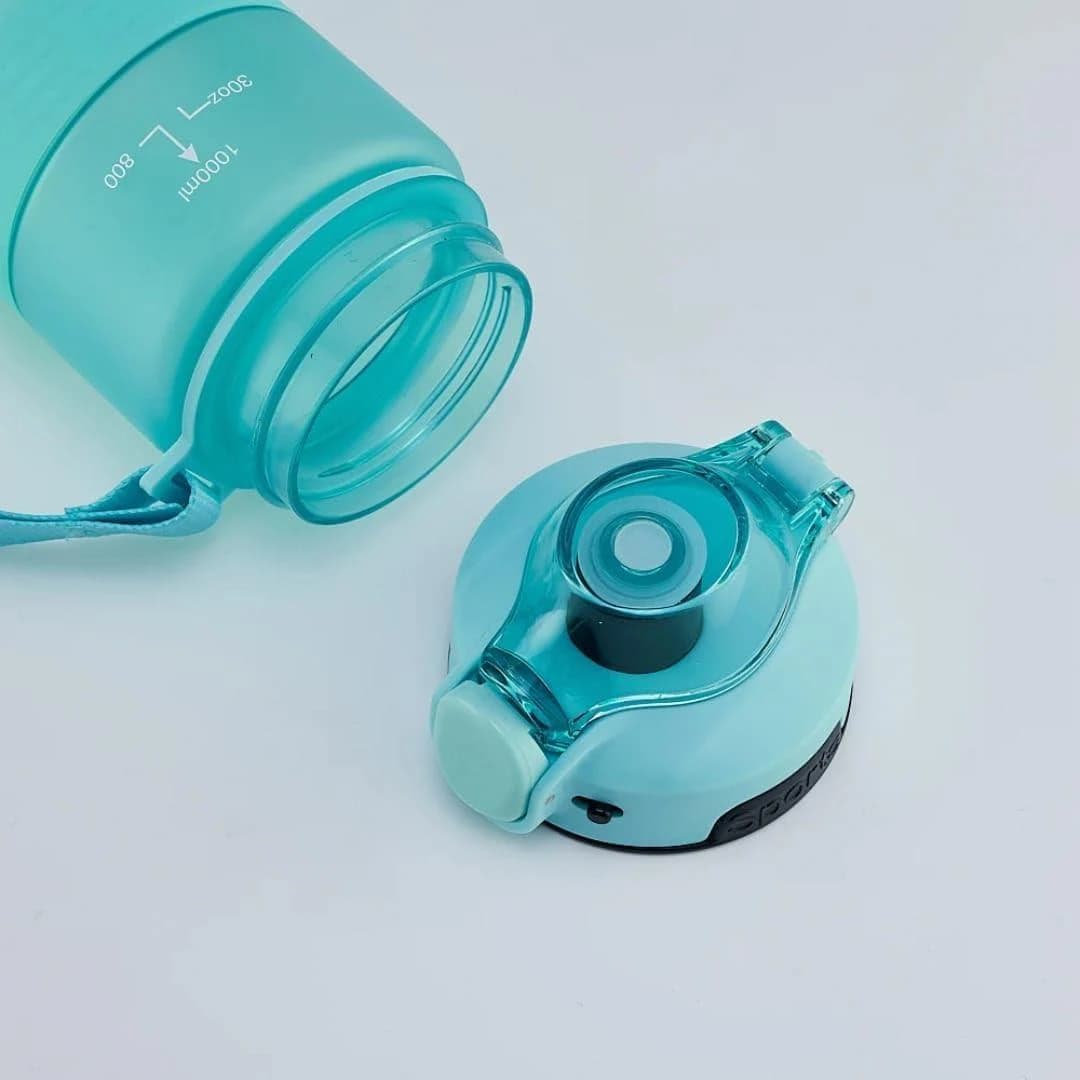 Sports Water Bottle, 1000ml Capacity, with Scale and Carrying Handle, Durable 