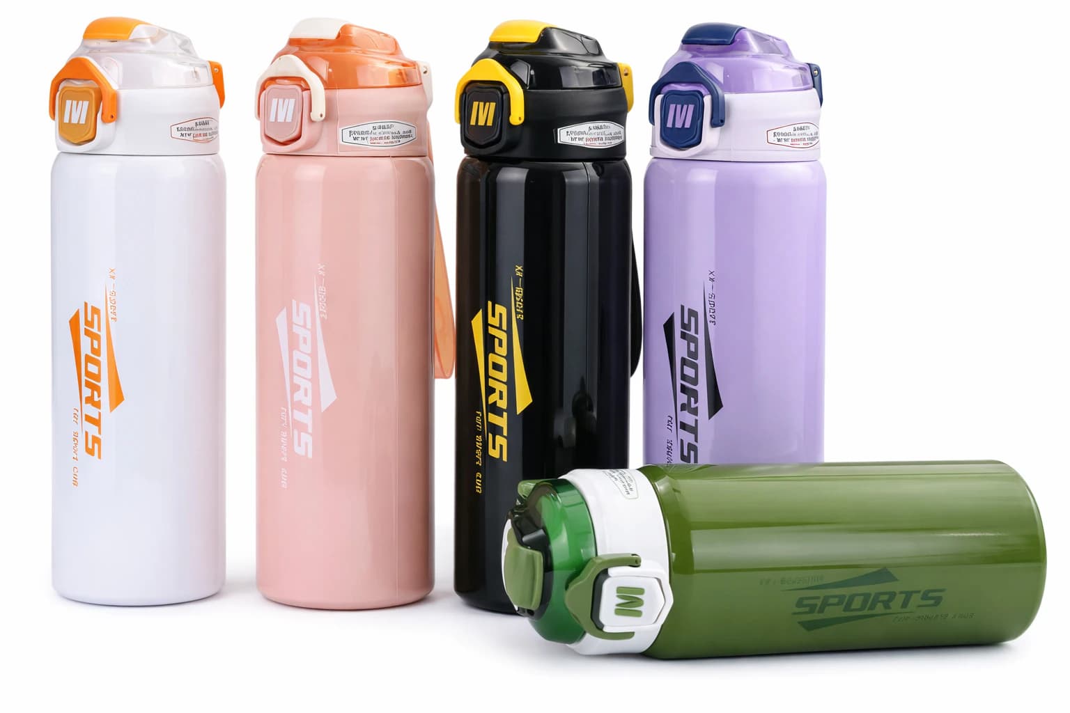 Sports Water Bottle, Thermos, Multicolor, Leak-Resistant, with Secure Lock Lid
