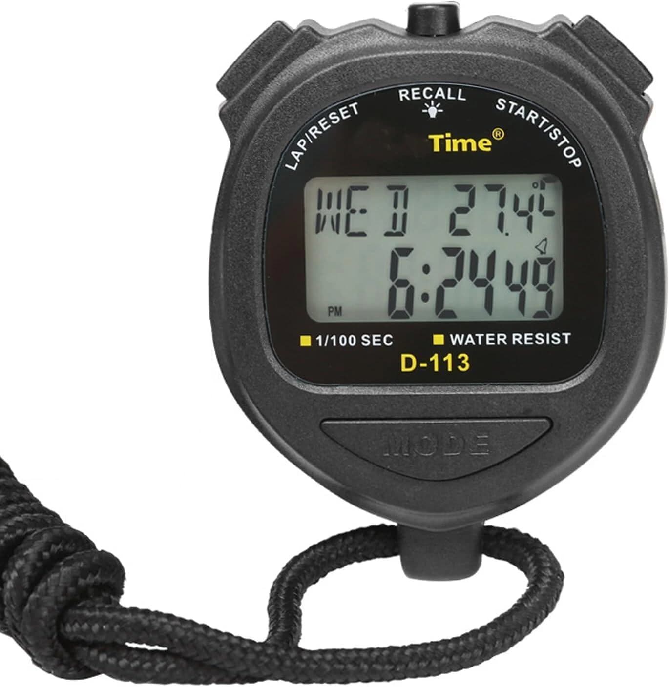 Stopwatch with Timer, Waterproof Stopwatch with Backlight, 60 Lap Memory, 2-Line