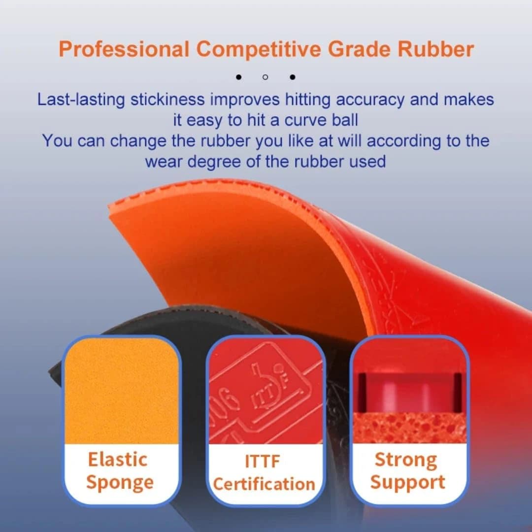 Table Tennis Racket Level 5 Layers Premium Carbon Blade with Rubber 