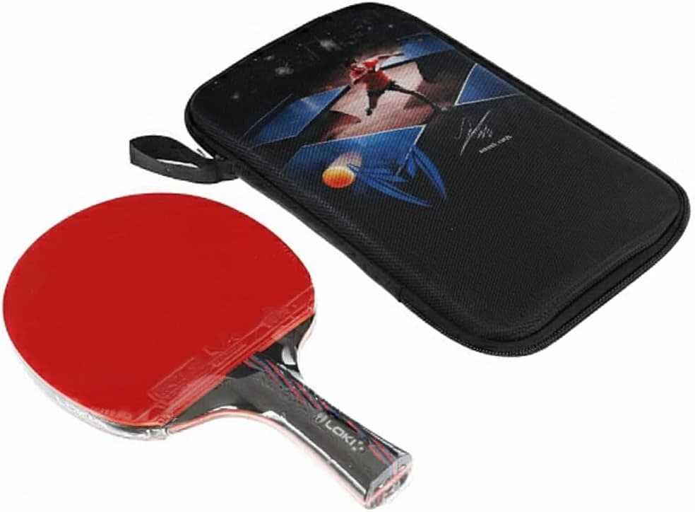 Table tennis racket with poplar handle and basswood deck, with carrying case