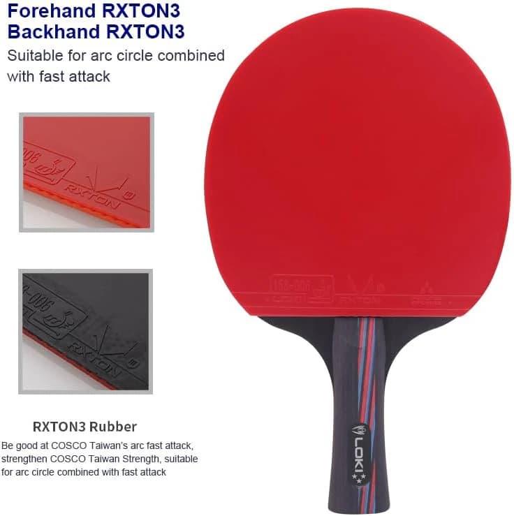 Table tennis racket with poplar handle and basswood deck, with carrying case