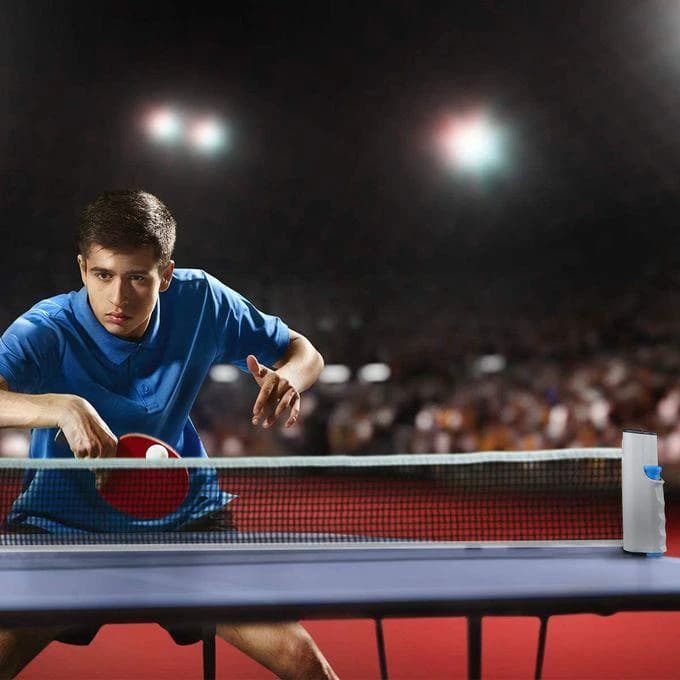 Telescopic Table Tennis Net Rack - Grey/Blue