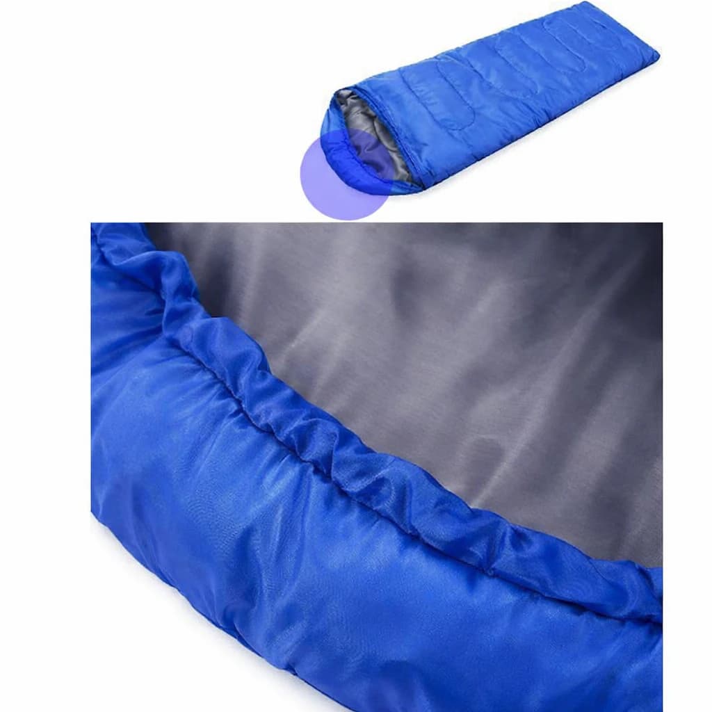 The sleeping bag's outer material is waterproof and the inner material is cotton