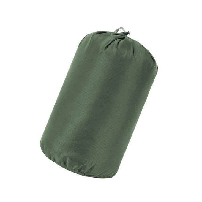 The sleeping bag's outer material is waterproof and the inner material is cotton