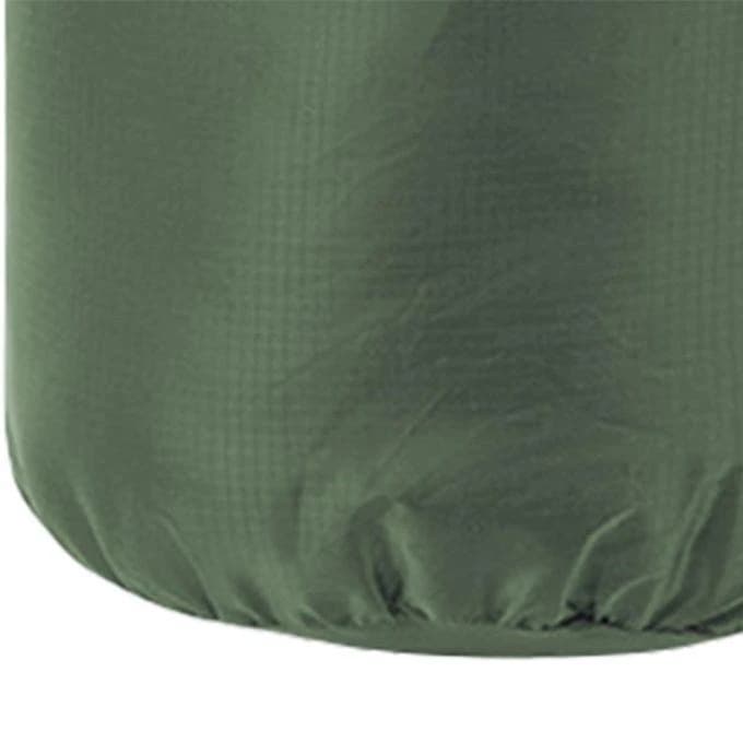 The sleeping bag's outer material is waterproof and the inner material is cotton
