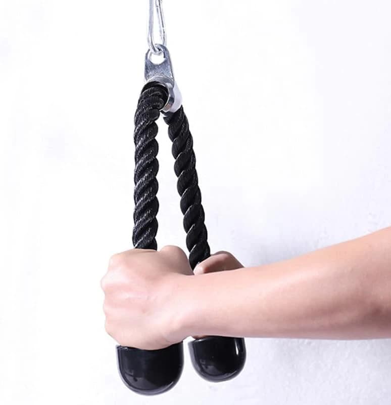 Triceps exercise rope - Durable nylon rope with non-slip rubber grips, cable 