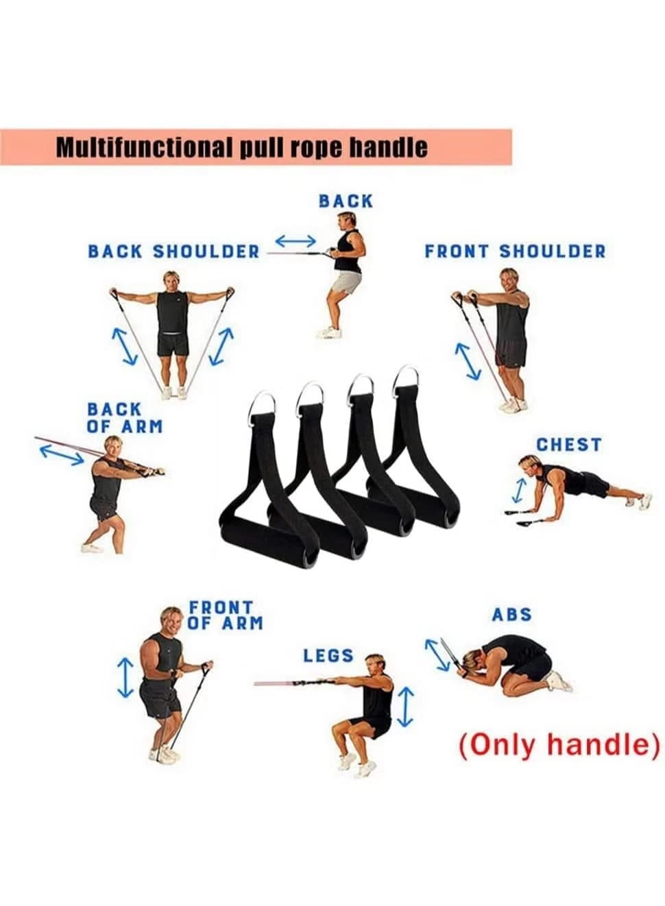 Two cable exercise handles, cable machine accessories, resistance band handles