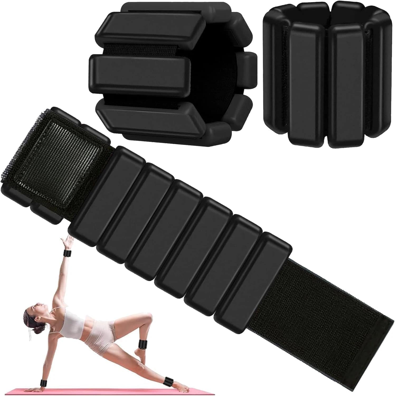 Unisex adjustable Pilates ring set, heavy-duty wearable arm and leg weight 500 G