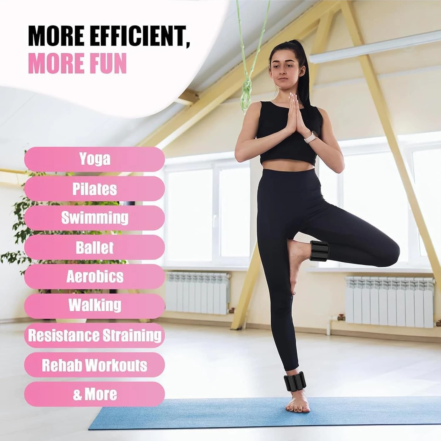 Unisex adjustable Pilates ring set, heavy-duty wearable arm and leg weight 500 G