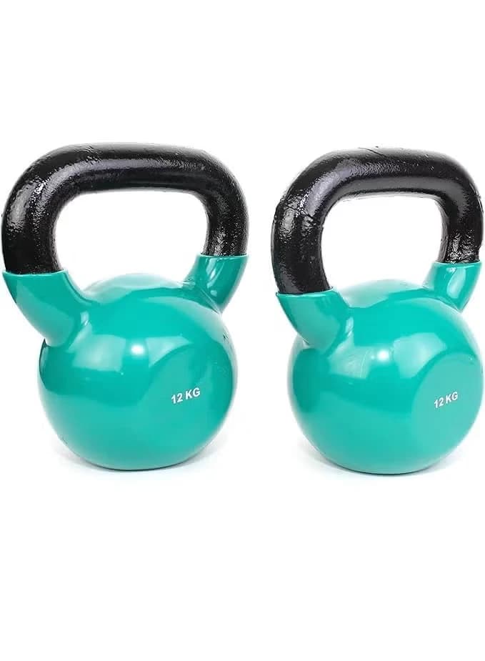 Vinyl-coated cast iron kettlebell for full-body workouts and strength training, 